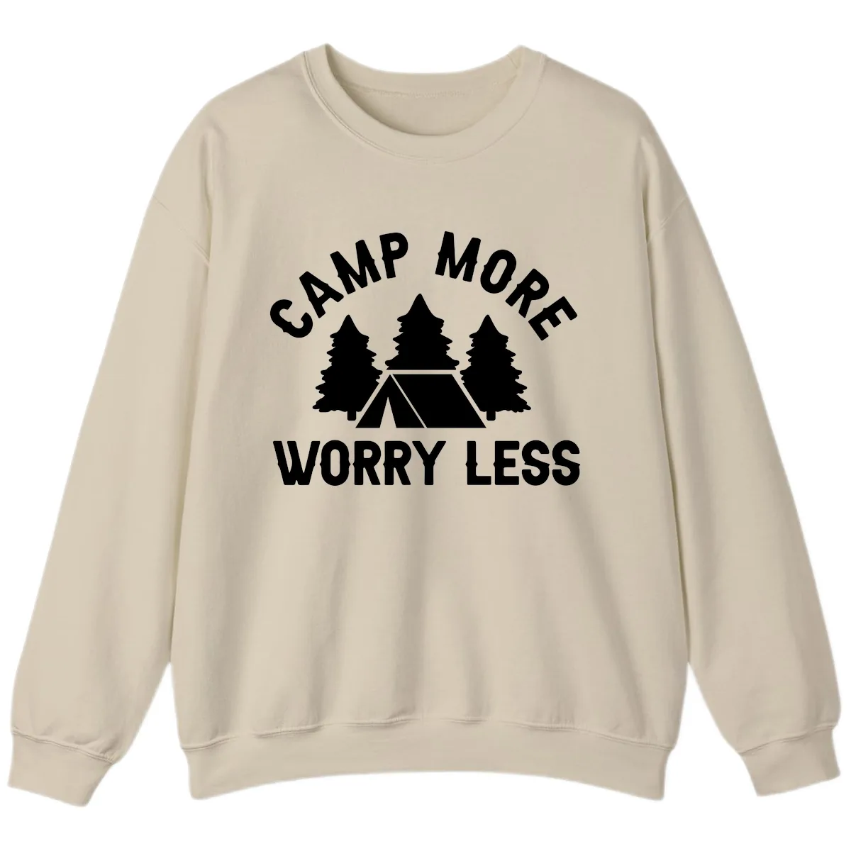 Camp More Worry Less Sweatshirt in Sand