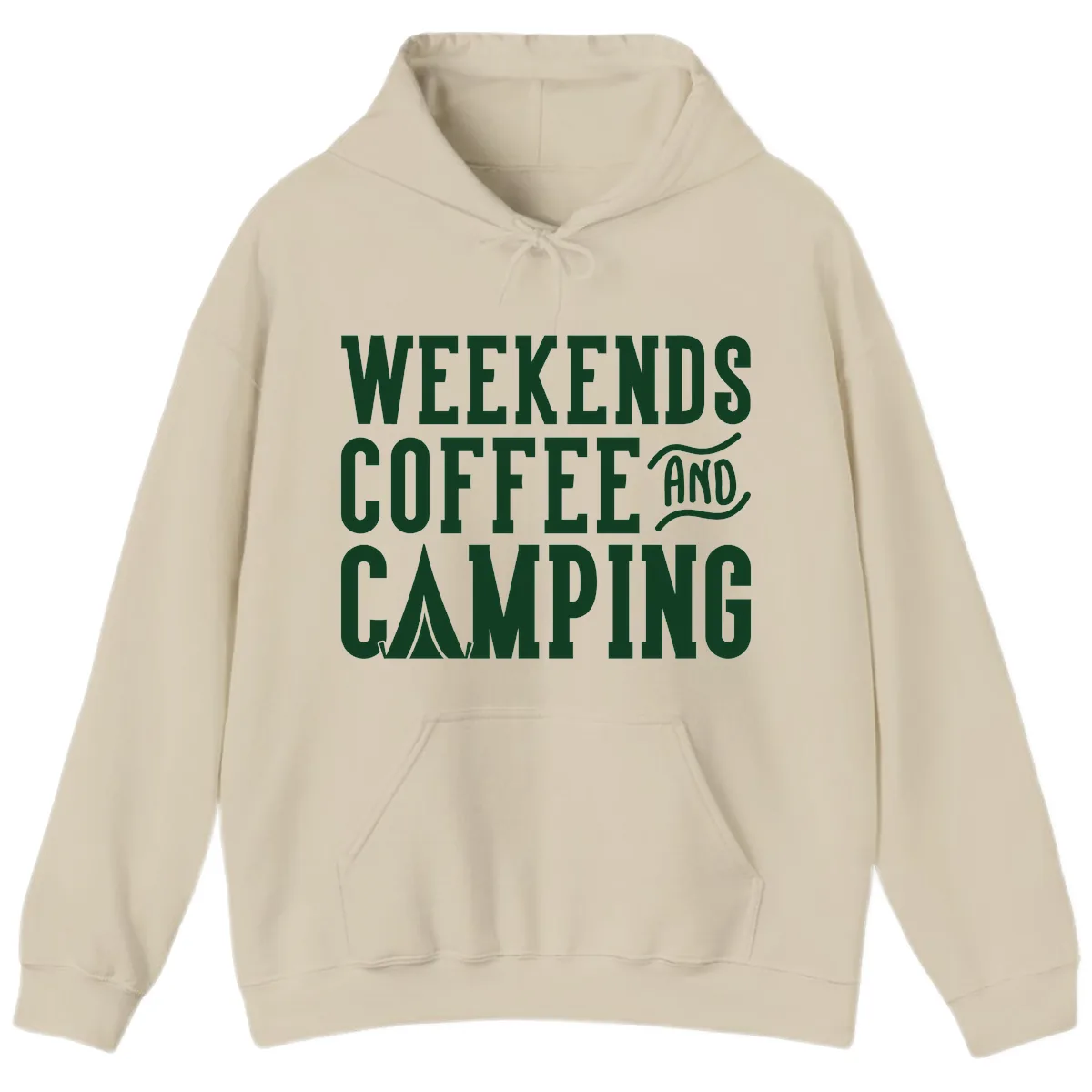 Weekends Coffee And Camping Hoodie in Sand
