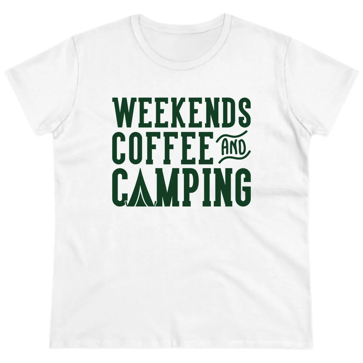 Weekends Coffee And Camping Ladies Tee in White