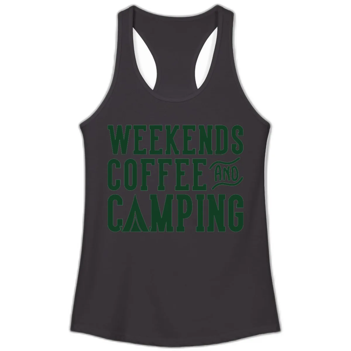 Weekends Coffee And Camping Ladies Tank in Black