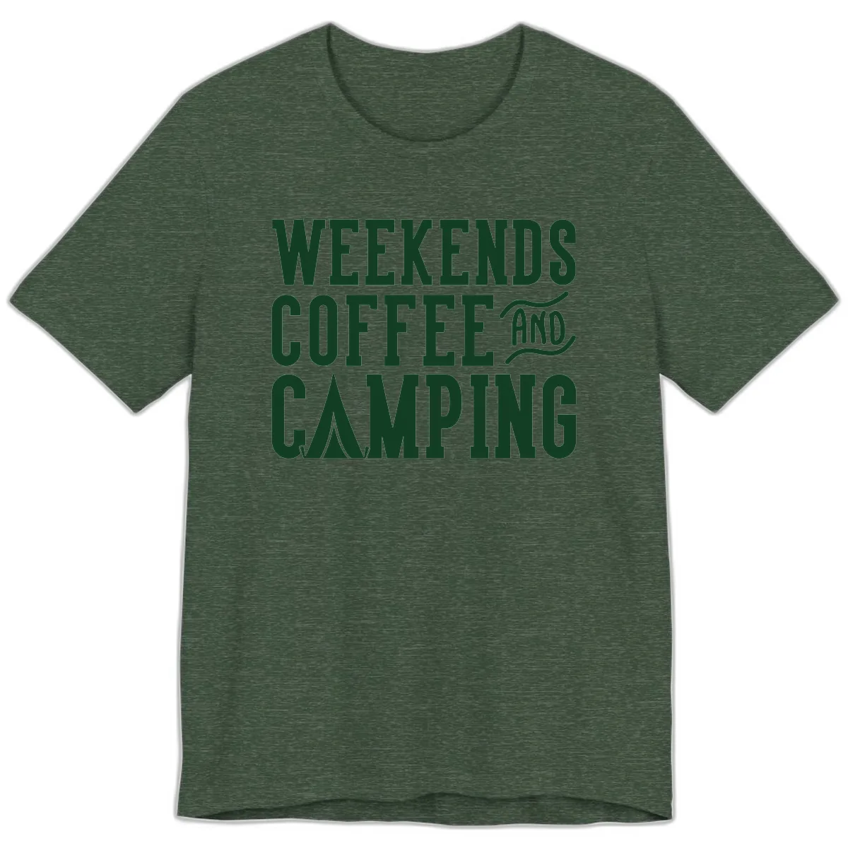 Weekends Coffee And Camping Premium T-Shirt in Heather Forest