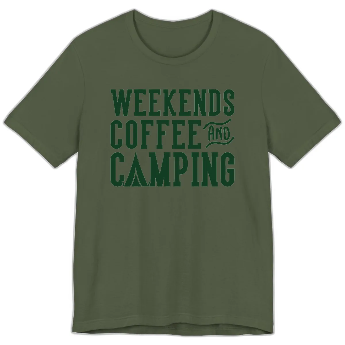 Weekends Coffee And Camping Premium T-Shirt in Military Green