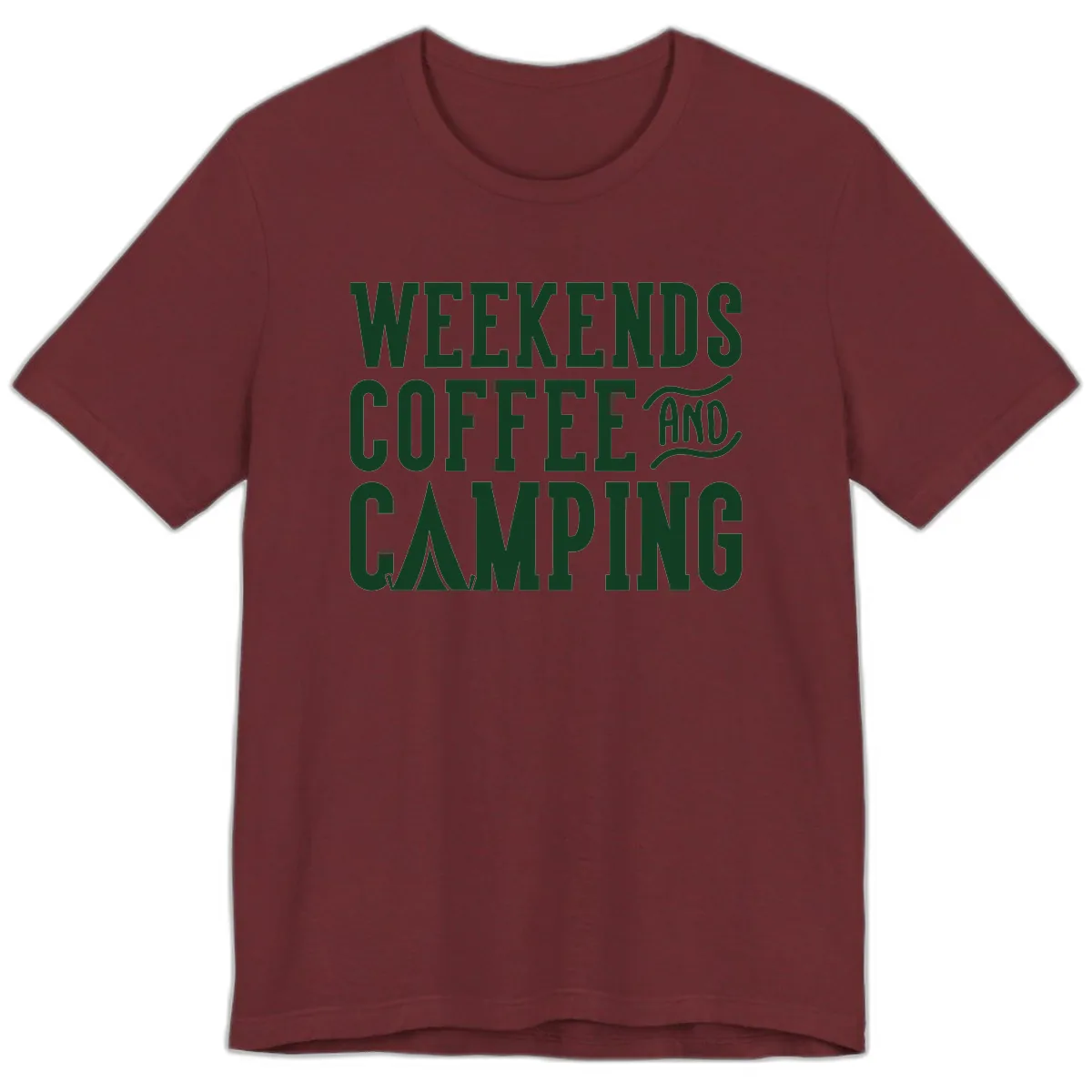 Weekends Coffee And Camping Premium T-Shirt in Heather Cardinal