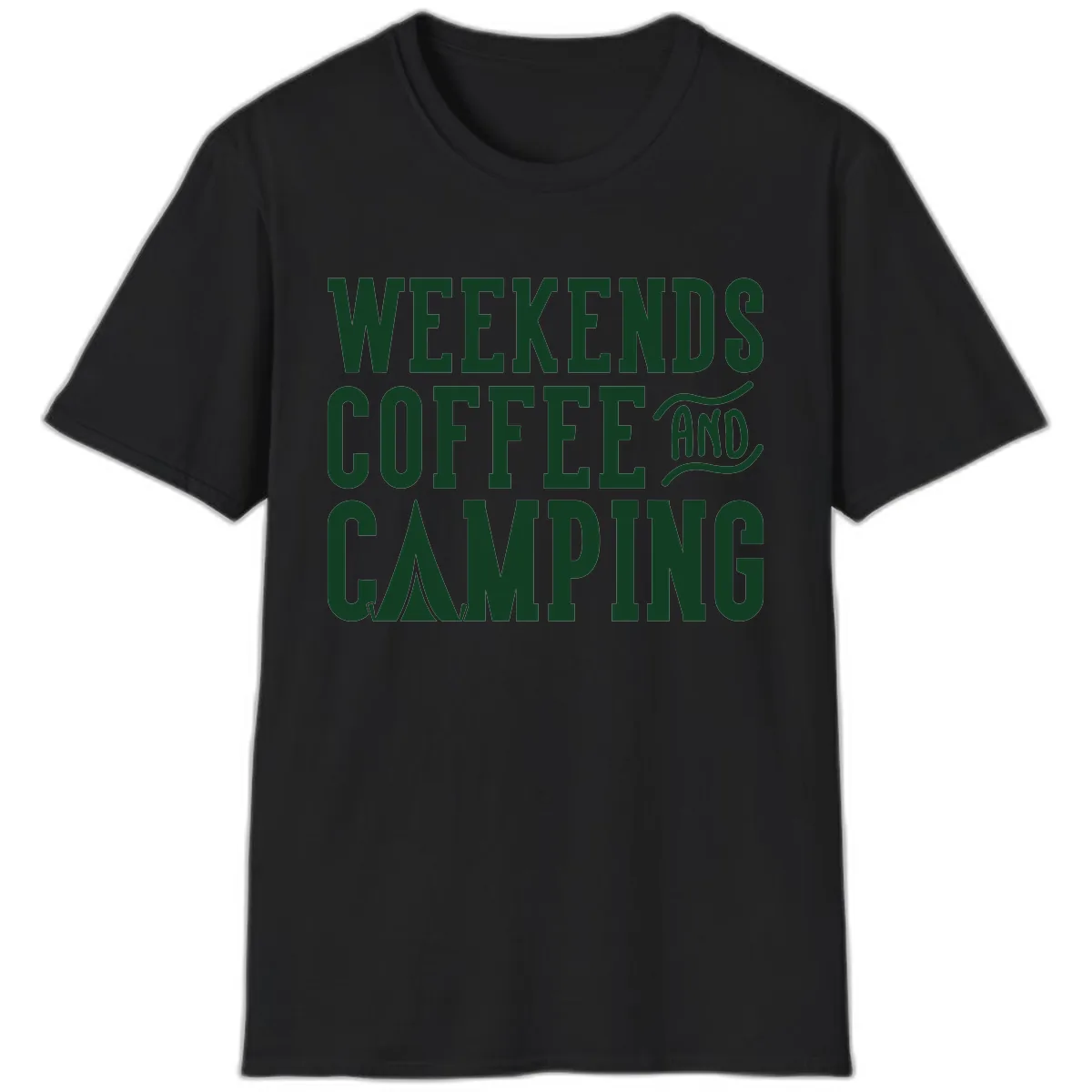 Weekends Coffee And Camping T-Shirt in Black