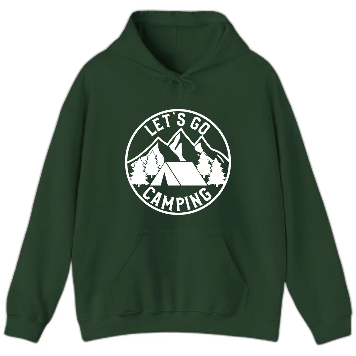 Let's Go Camping Hoodie in Forest Green
