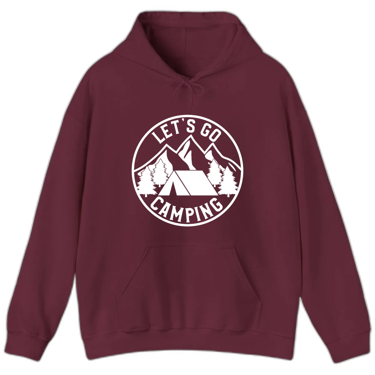 Let's Go Camping Hoodie in Maroon
