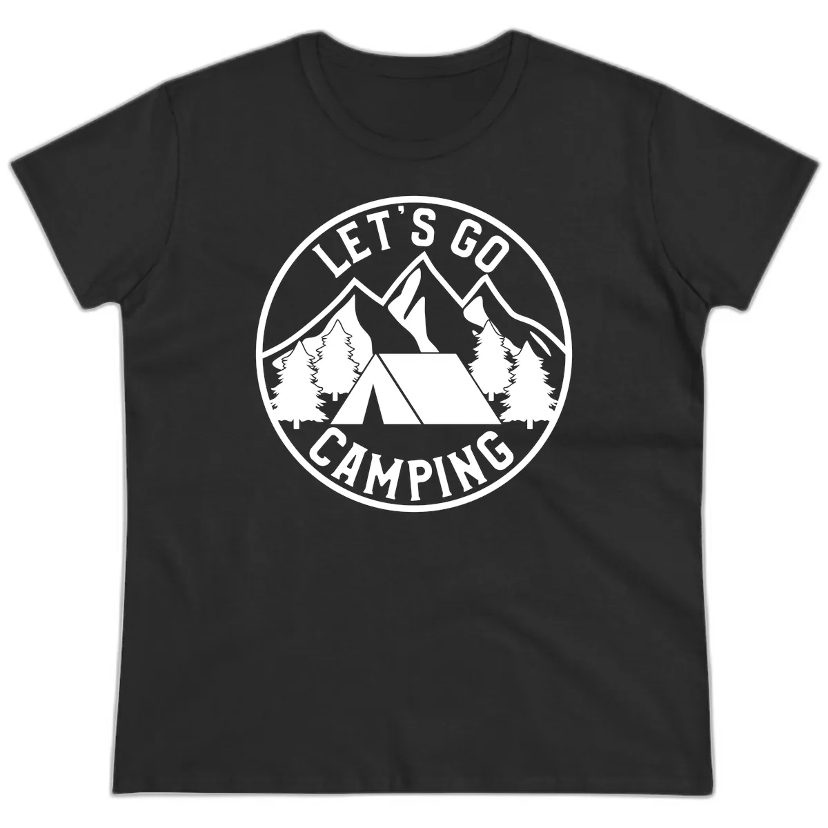 Let's Go Camping Ladies Tee in Black
