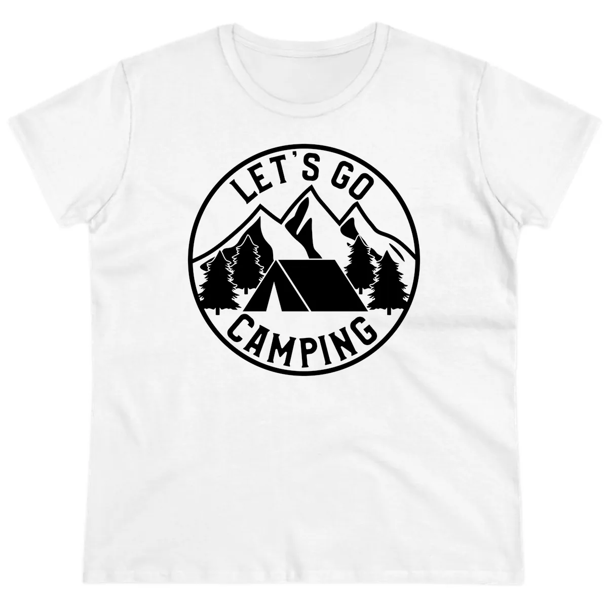 Let's Go Camping Ladies Tee in White