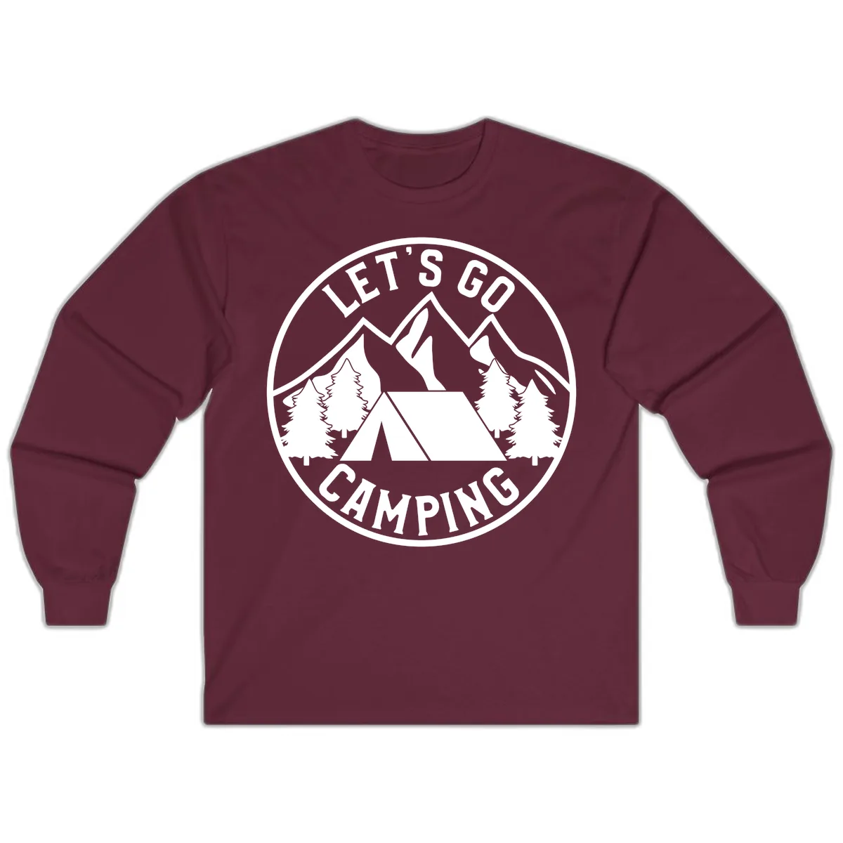 Let's Go Camping Long Sleeve in Maroon