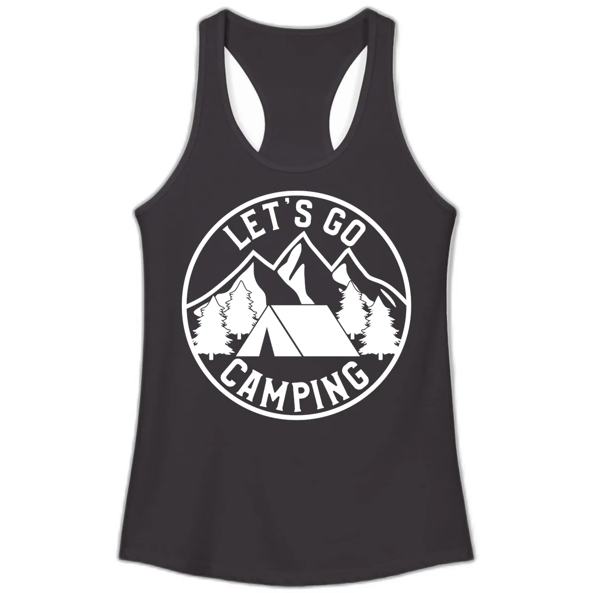 Let's Go Camping Ladies Tank in Black