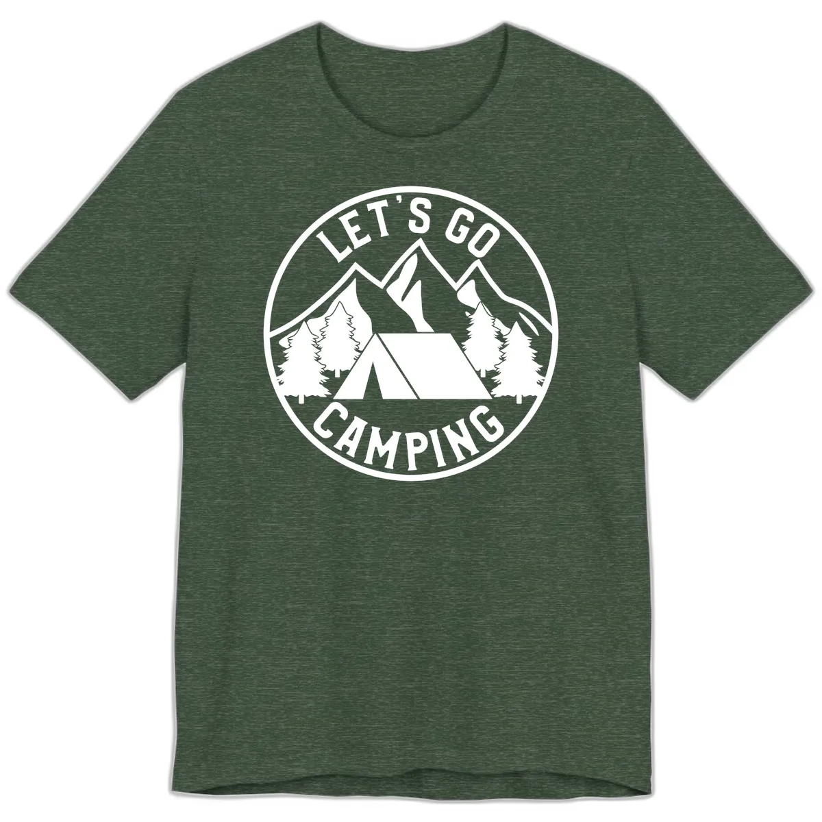 Let's Go Camping Premium T-Shirt in Heather Forest