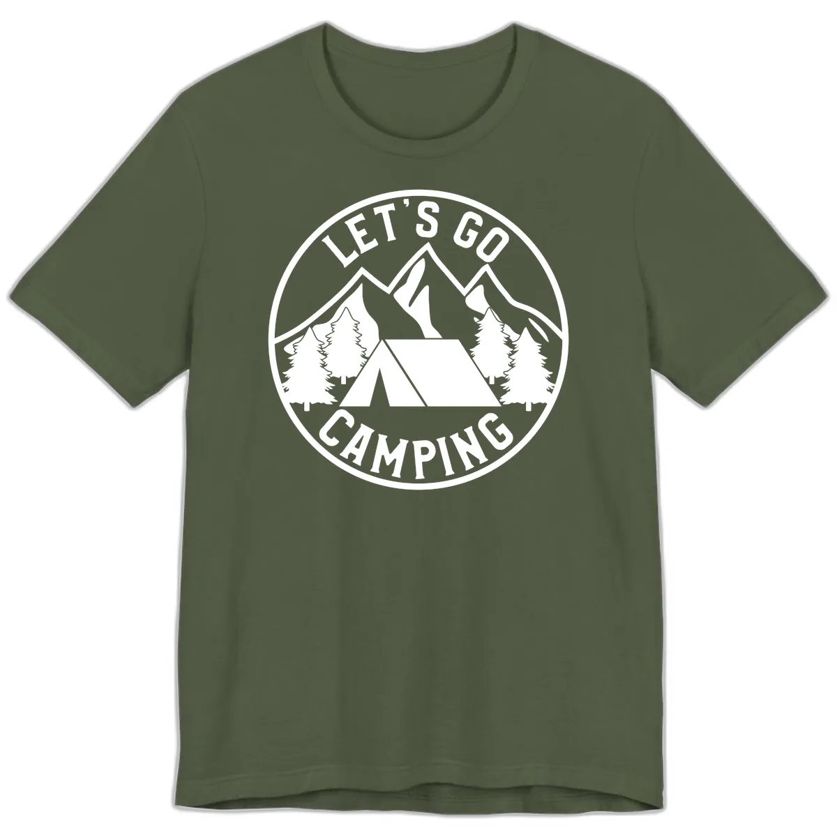 Let's Go Camping Premium T-Shirt in Military Green