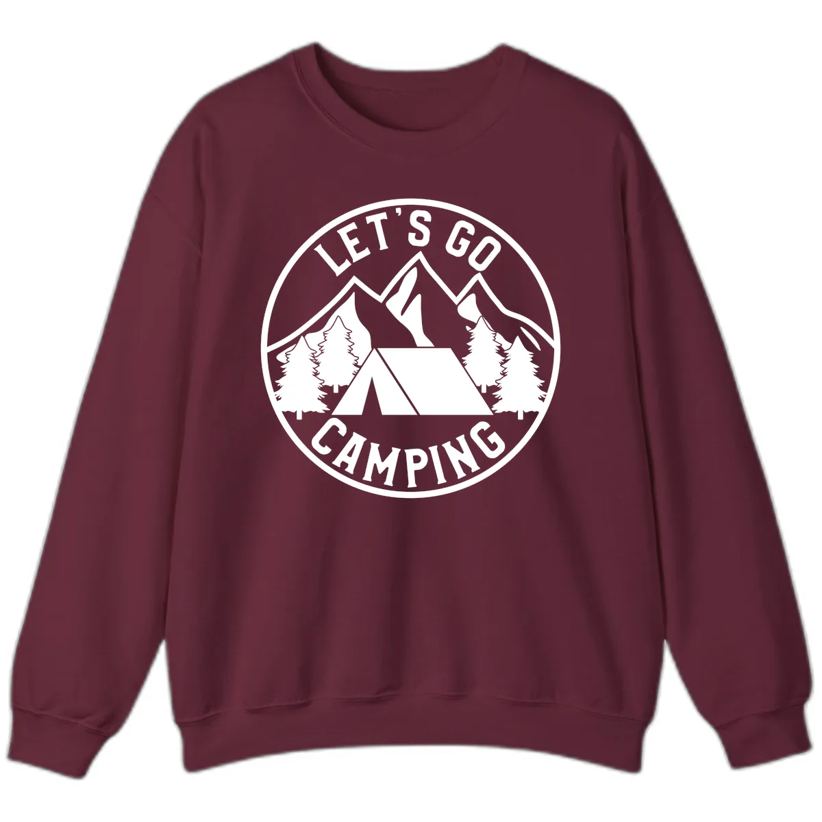 Let's Go Camping Sweatshirt in Maroon