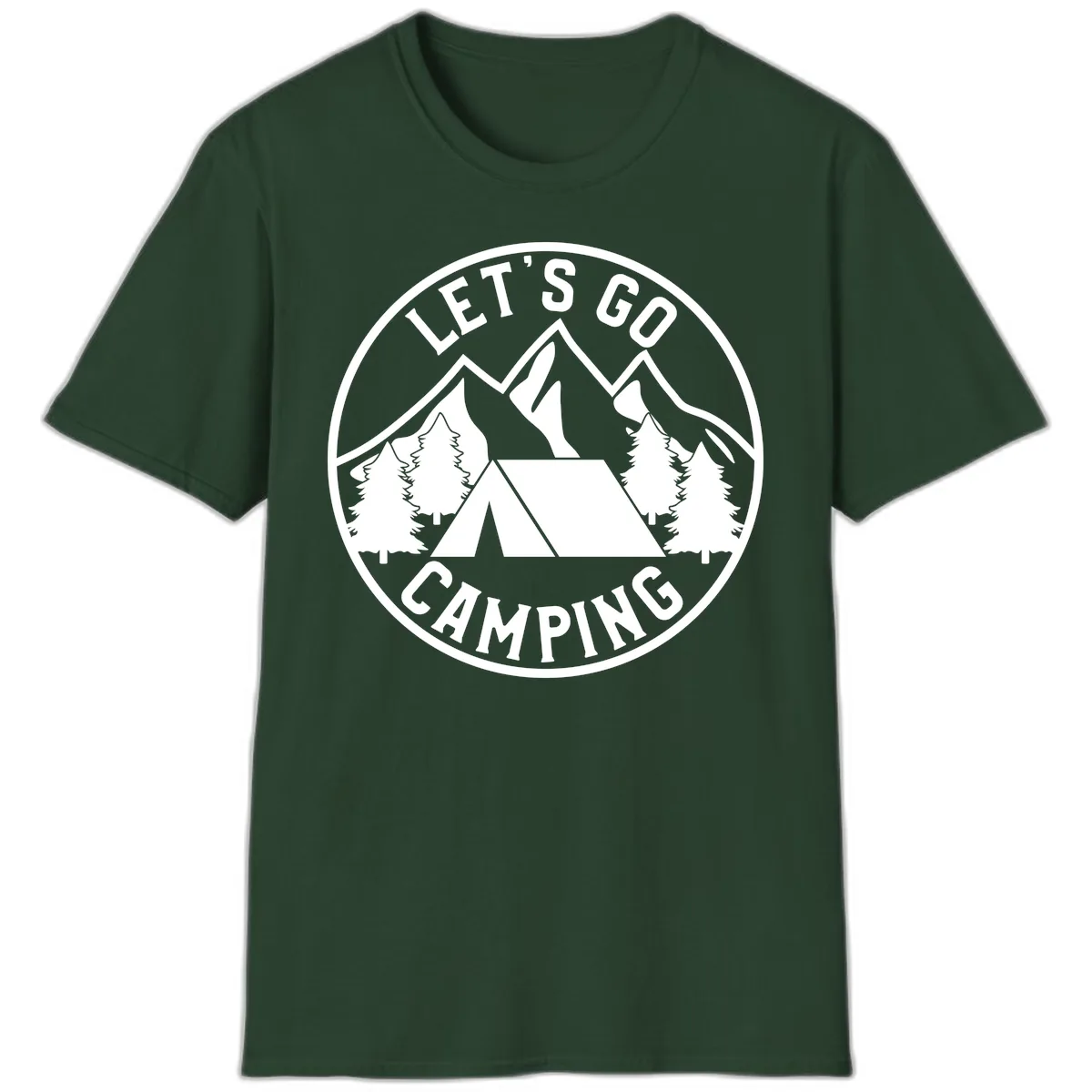 Let's Go Camping T-Shirt in Forest Green