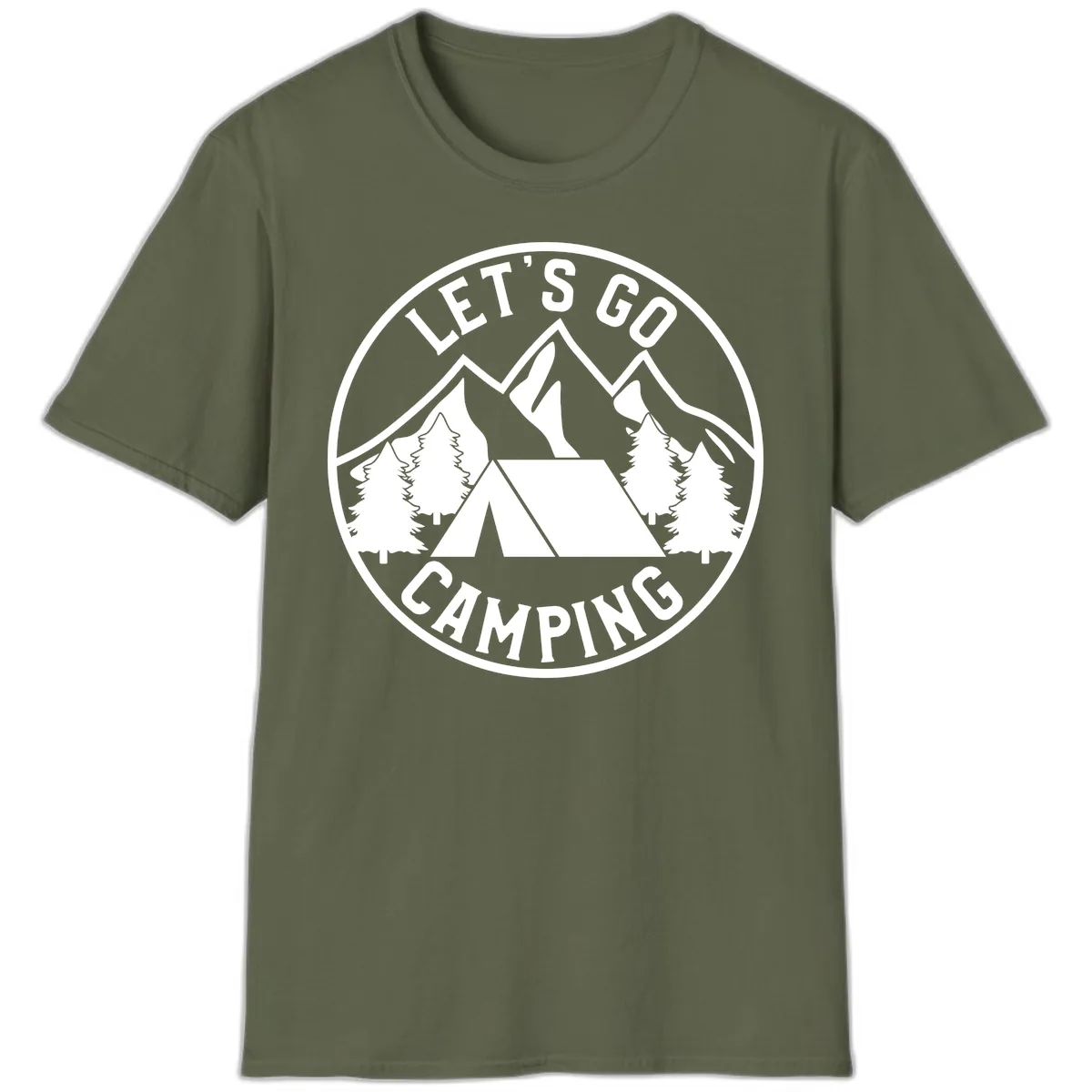Let's Go Camping T-Shirt in Military Green