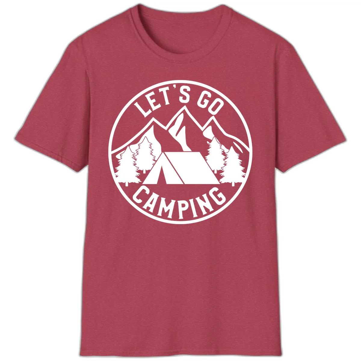 Let's Go Camping T-Shirt in Heather Cardinal