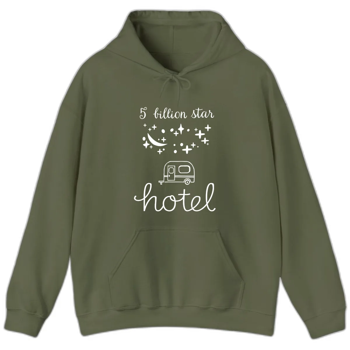 Five Billion Star Camper Hauled Hoodie in Military Green