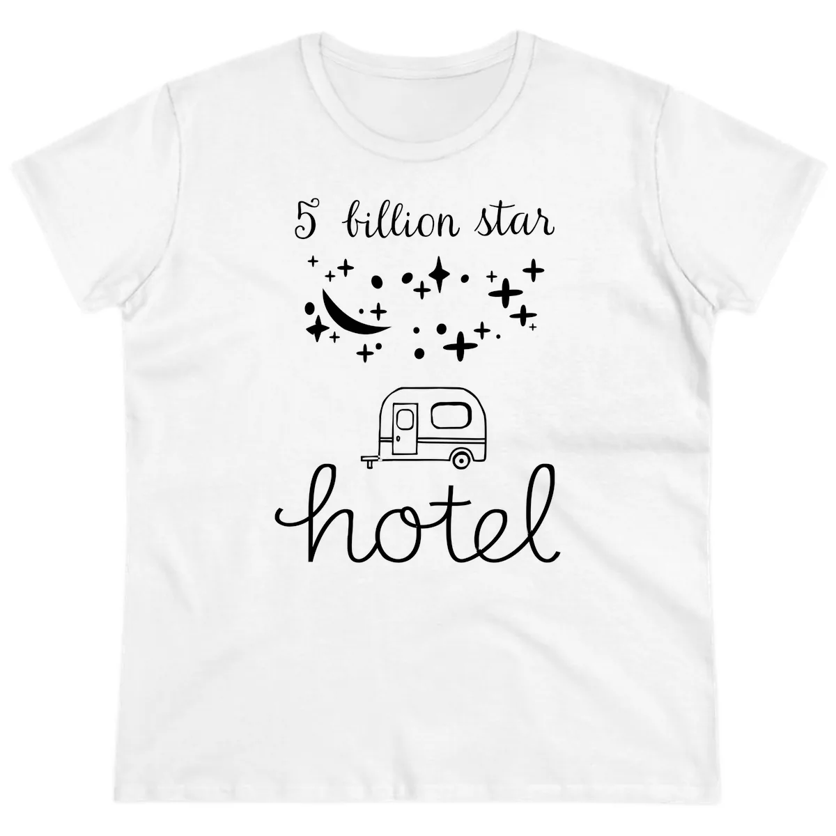 Five Billion Star Camper Hauled Ladies Tee in White