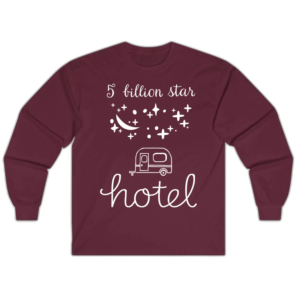 Five Billion Star Camper Hauled Long Sleeve in Maroon