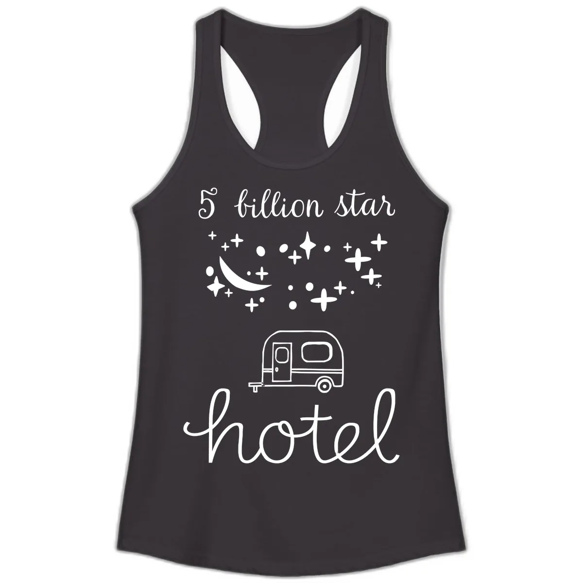 Five Billion Star Camper Hauled Ladies Tank in Black