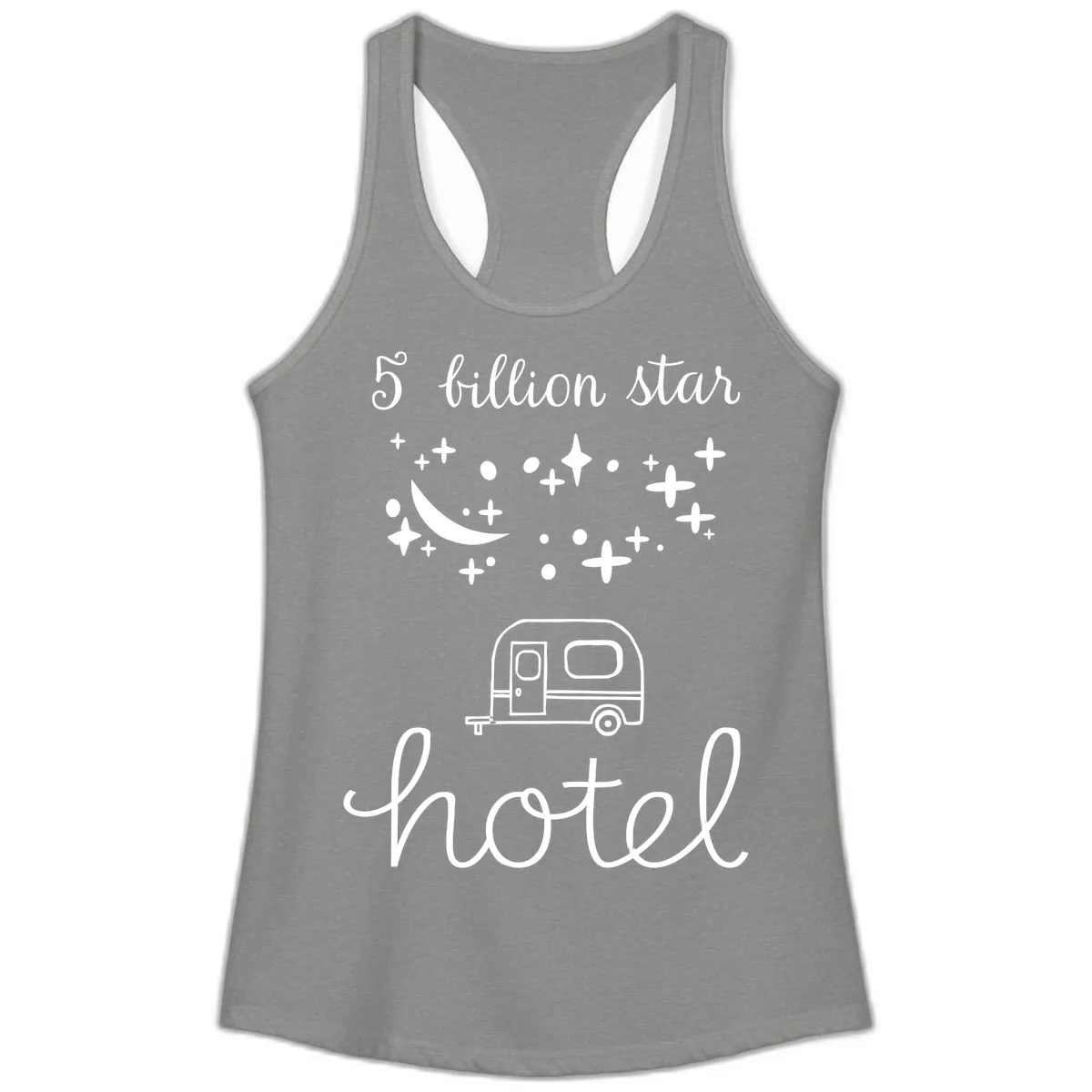 Five Billion Star Camper Hauled Ladies Tank in Heather Grey