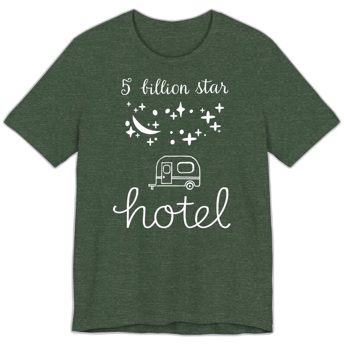 Five Billion Star Camper Hauled Premium T-Shirt in Heather Forest