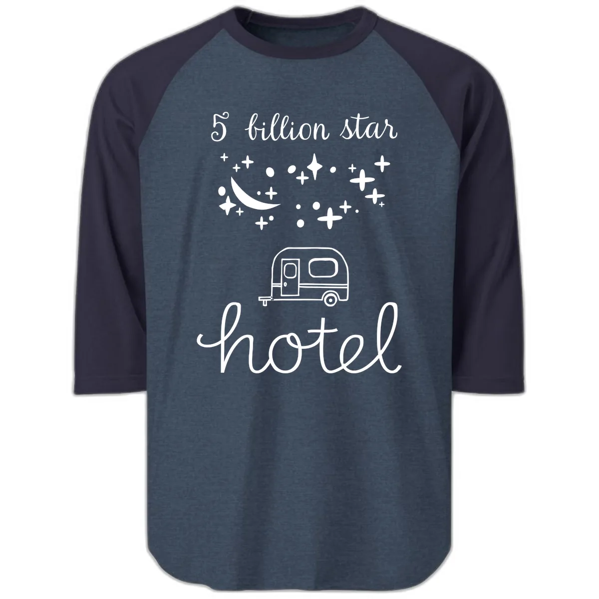 Five Billion Star Camper Hauled Raglan 3/4 in Heather Denim Navy