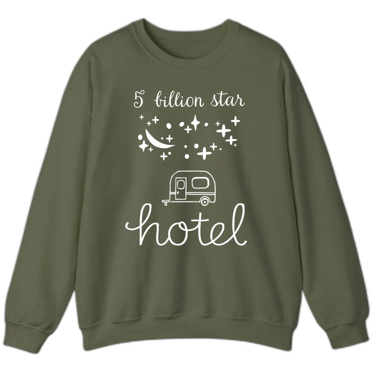 Five Billion Star Camper Hauled Sweatshirt in Military Green