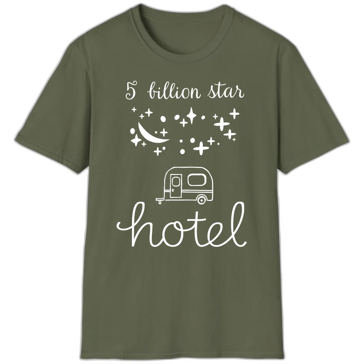 Five Billion Star Camper Hauled T-Shirt in Military Green