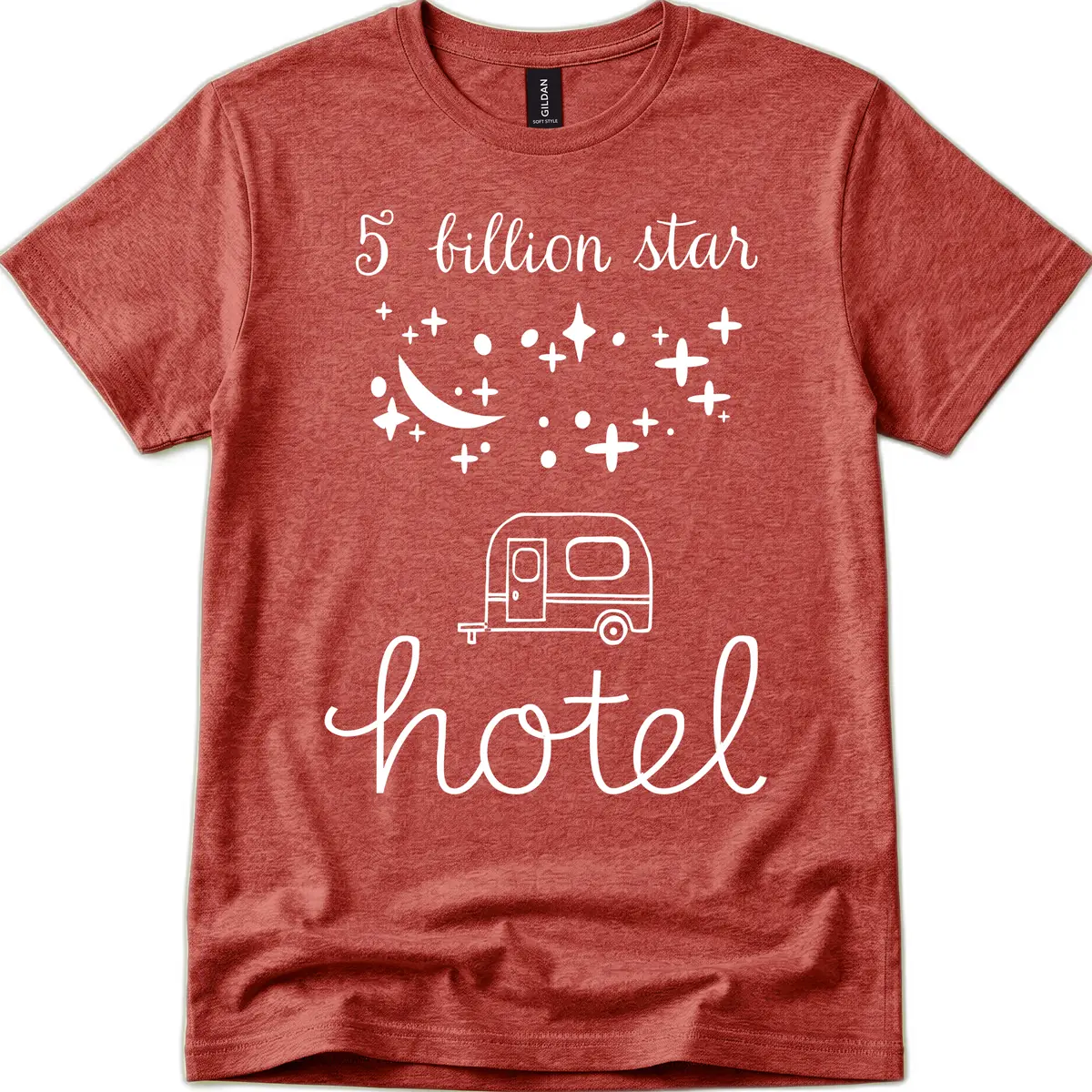 Five Billion Star Camper Hauled T-Shirt in Heather Cardinal