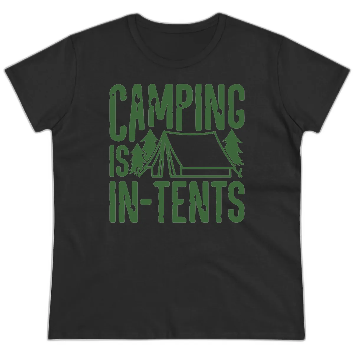 Camping Is In-Tents Ladies Tee in Black