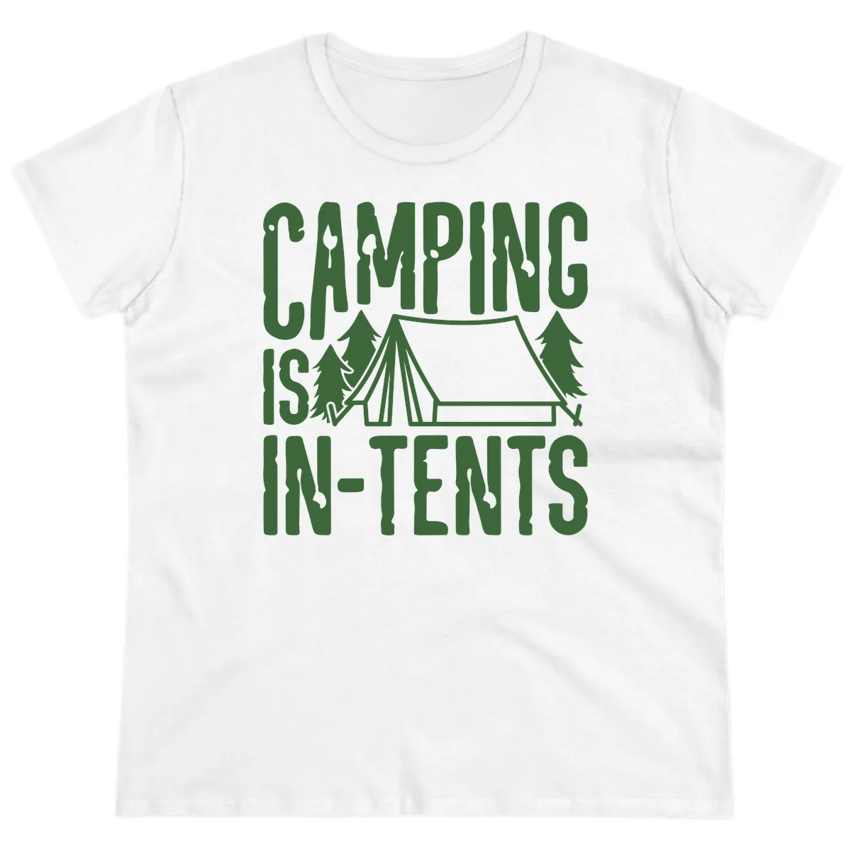 Camping Is In-Tents Ladies Tee in White
