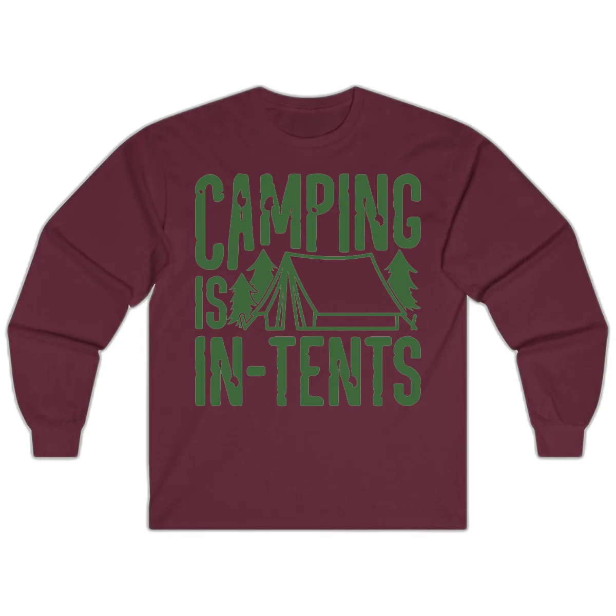 Camping Is In-Tents Long Sleeve in Maroon