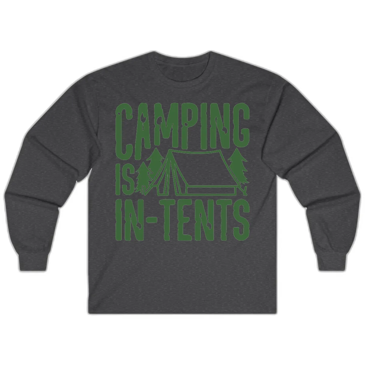 Camping Is In-Tents Long Sleeve in Dark Heather
