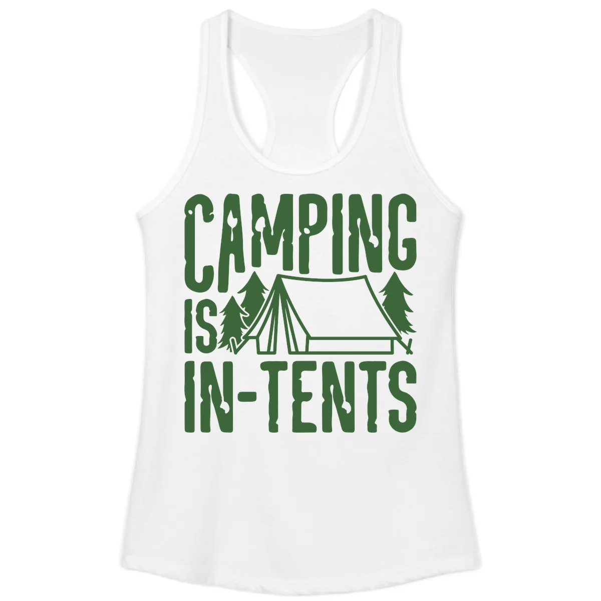 Camping Is In-Tents Ladies Tank in White