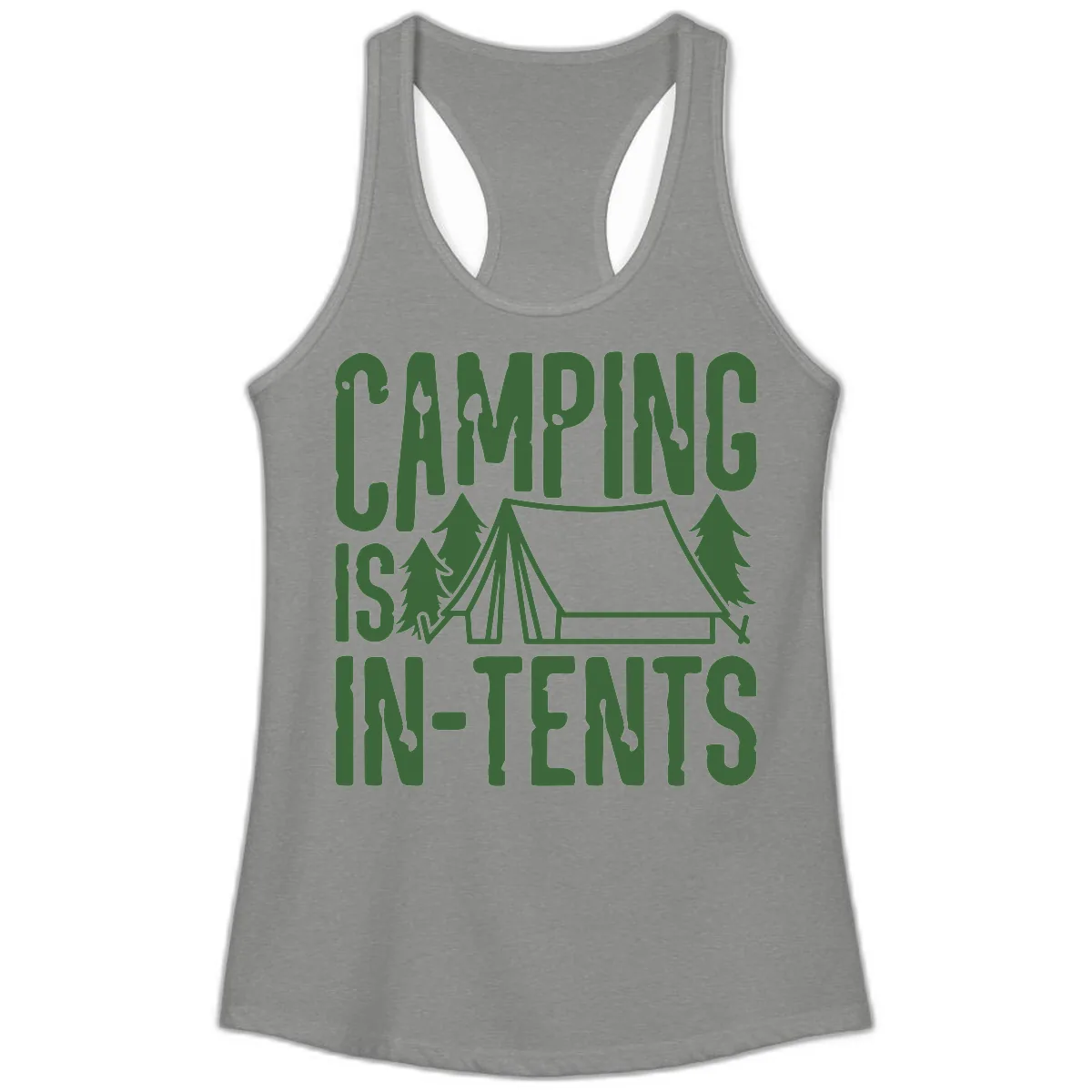 Camping Is In-Tents Ladies Tank in Heather Grey