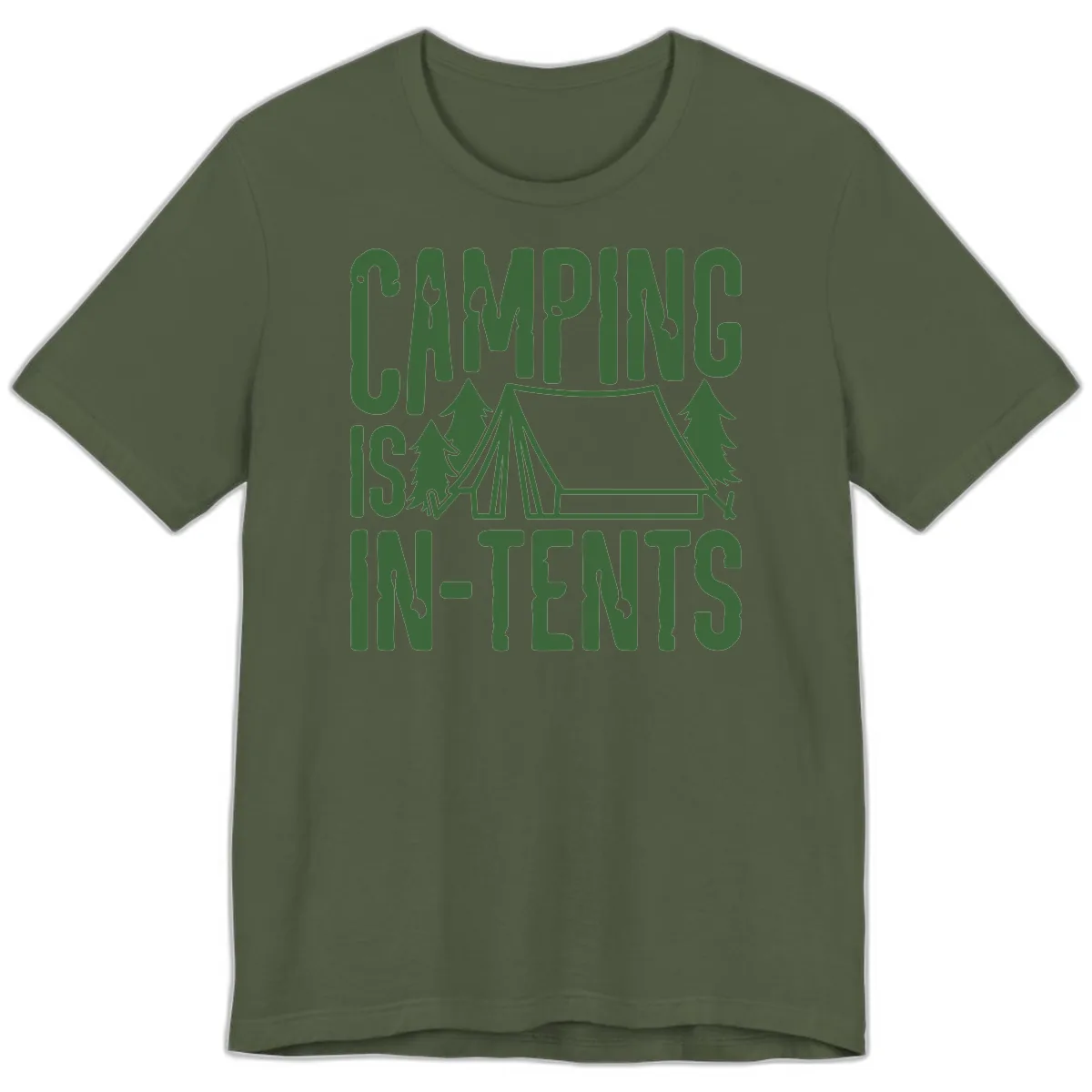 Camping Is In-Tents Premium T-Shirt in Military Green