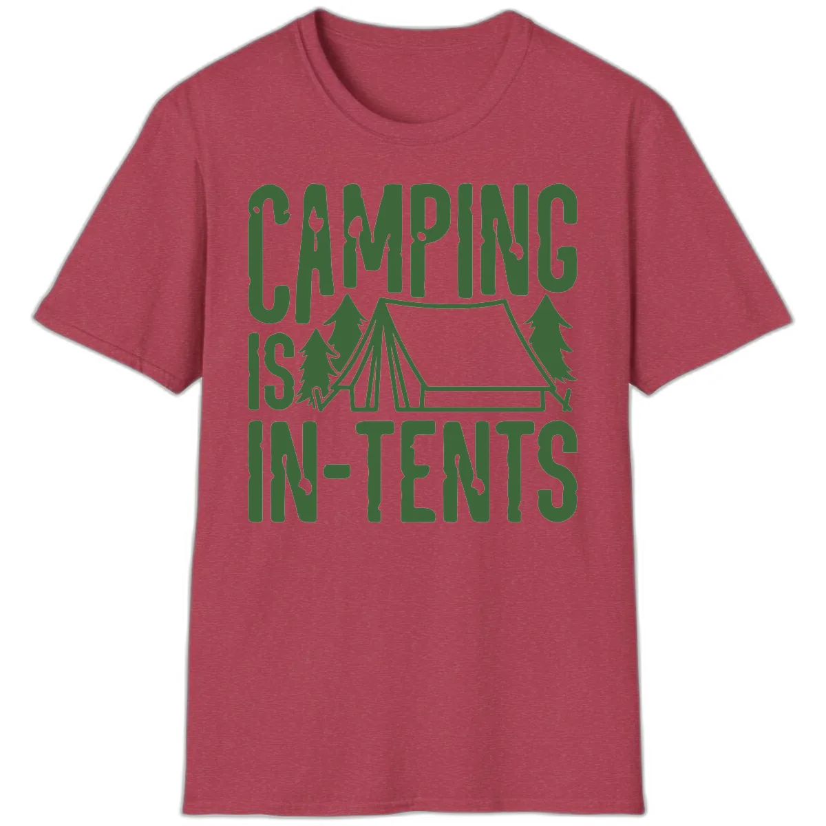 Camping Is In-Tents T-Shirt in Heather Cardinal
