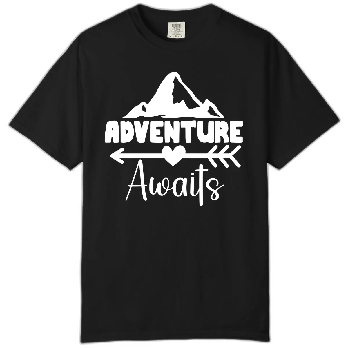 Adventure Awaits Mountain Heart Comfort Color in Black