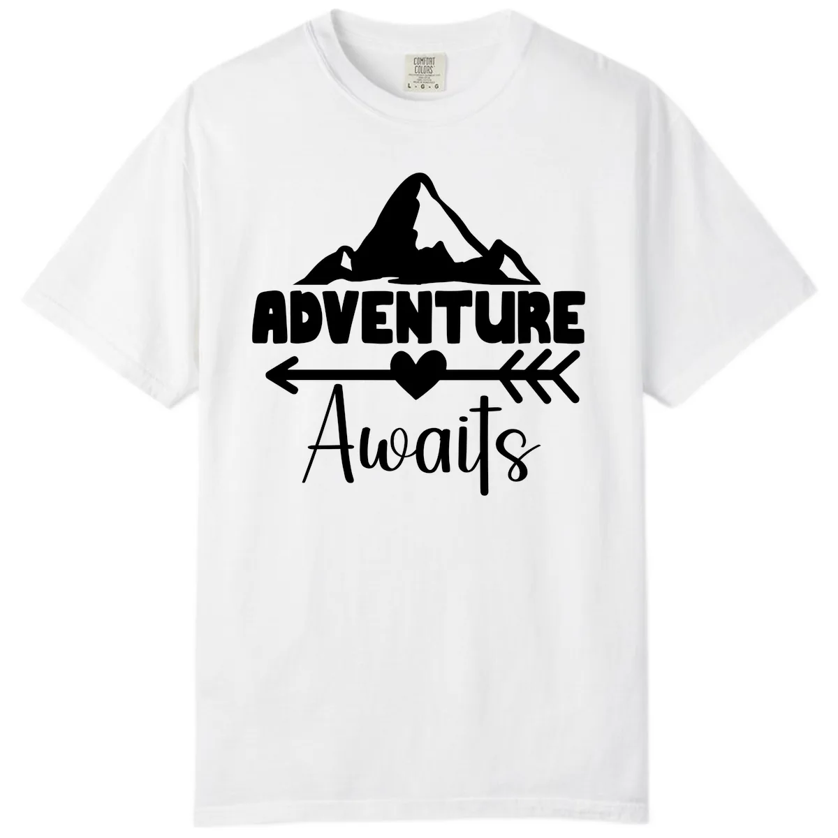 Adventure Awaits Mountain Heart Comfort Color in White