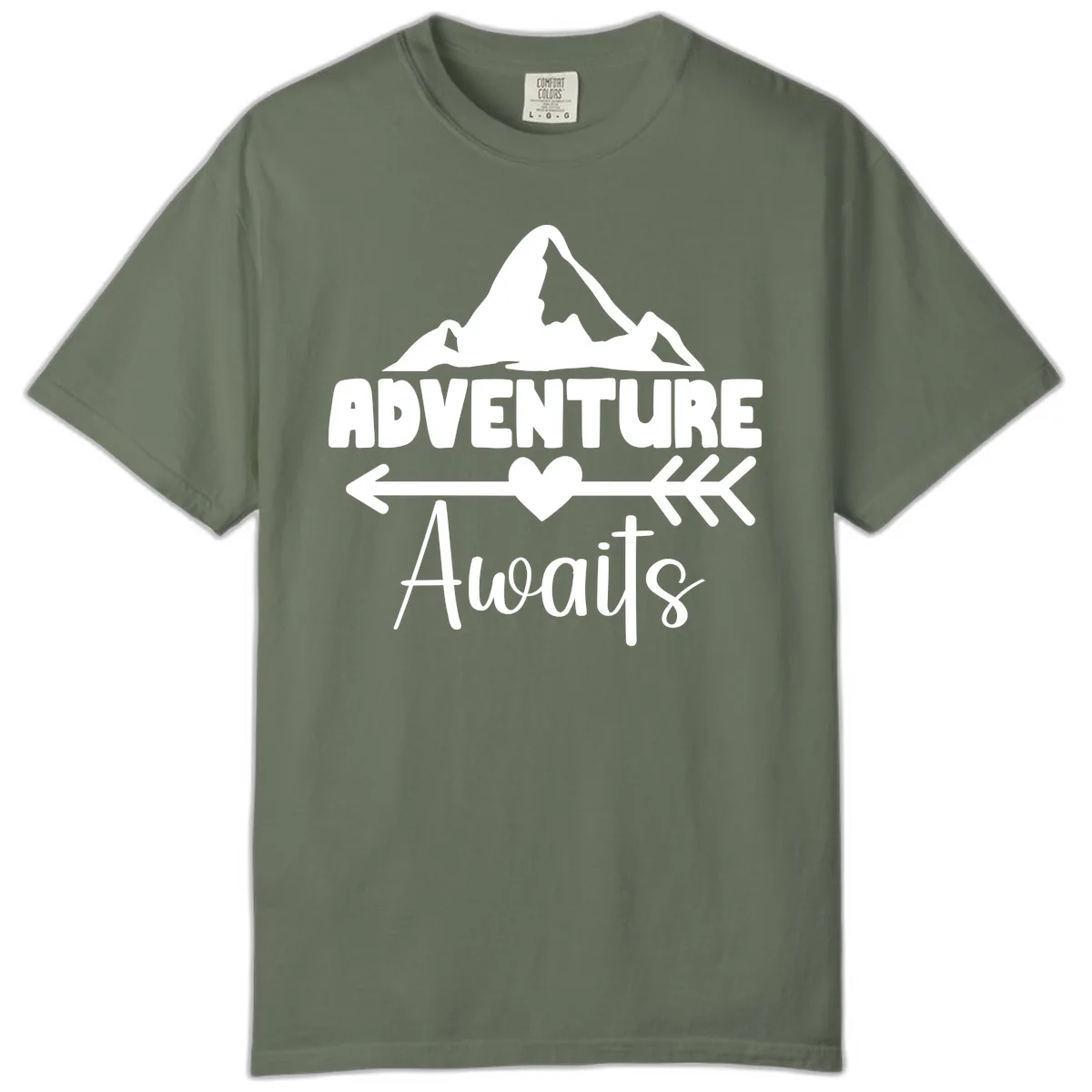 Adventure Awaits Mountain Heart Comfort Color in Moss