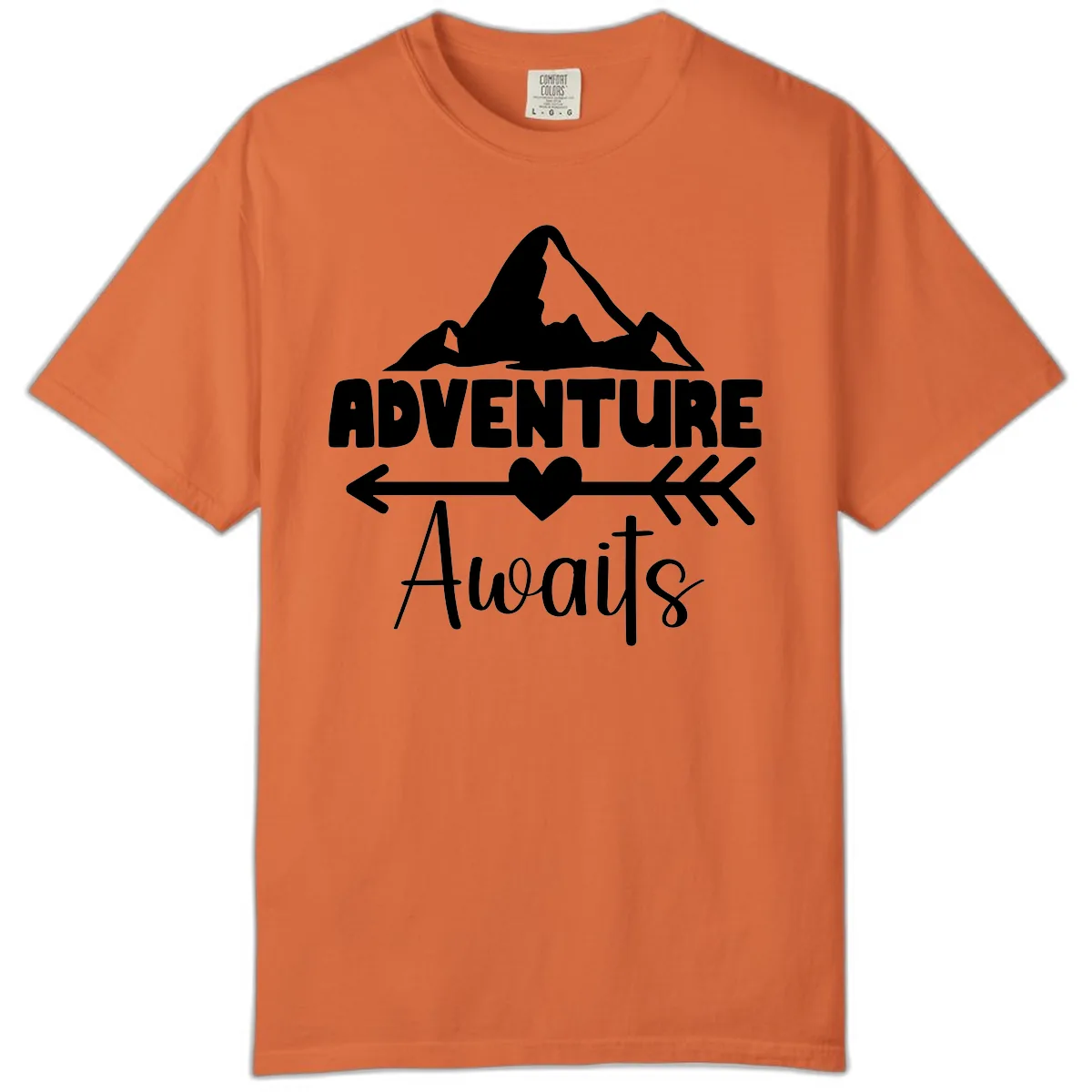 Adventure Awaits Mountain Heart Comfort Color in Burnt Orange