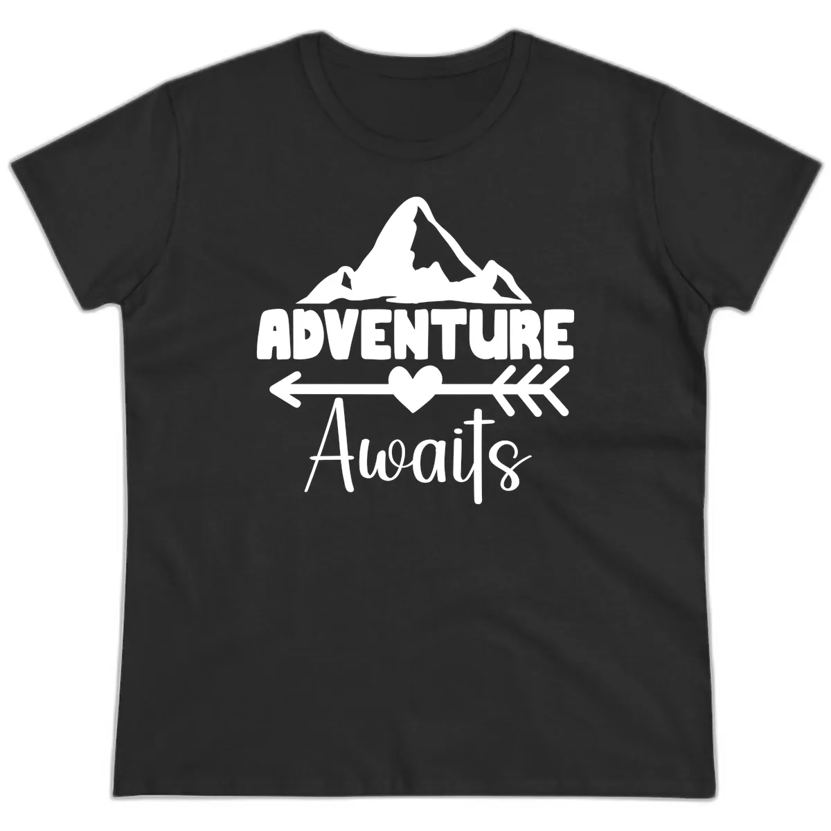 Adventure Awaits Mountain Heart Ladies Tee in Black
