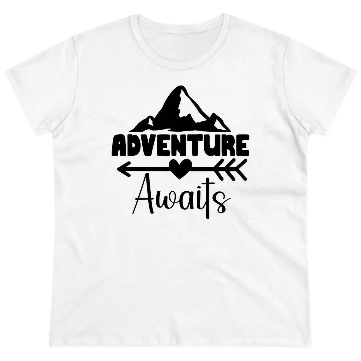 Adventure Awaits Mountain Heart Ladies Tee in White