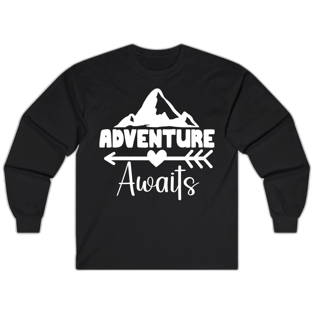Adventure Awaits Mountain Heart Long Sleeve in Black