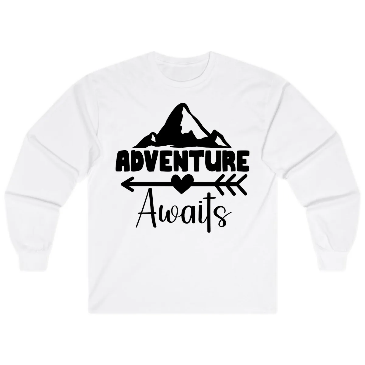 Adventure Awaits Mountain Heart Long Sleeve in White