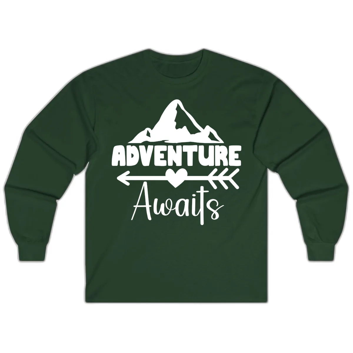 Adventure Awaits Mountain Heart Long Sleeve in Forest Green