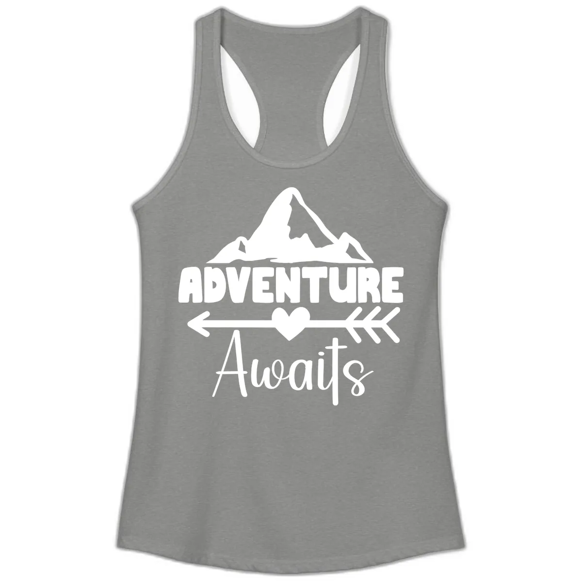 Adventure Awaits Mountain Heart Ladies Tank in Heather Grey