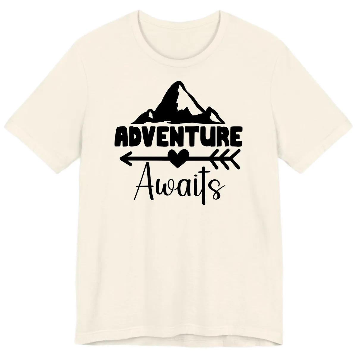 Adventure Awaits Mountain Heart Premium T-Shirt in Natural