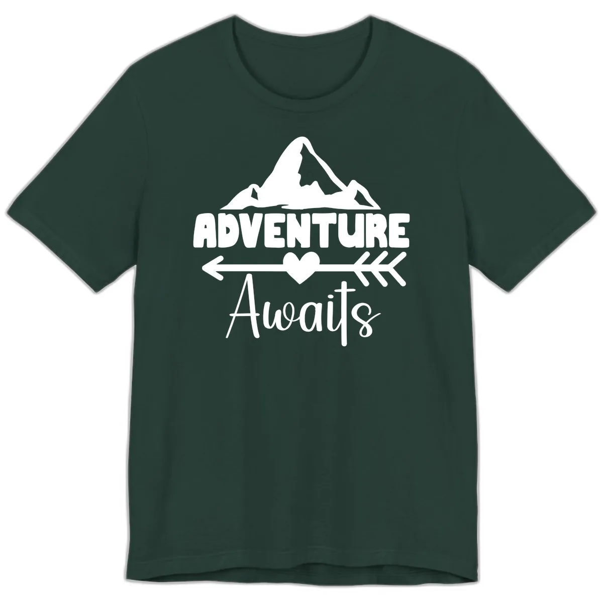 Adventure Awaits Mountain Heart Premium T-Shirt in Forest